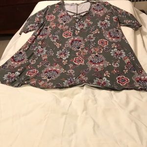 Espresso: Olive green floral tunic. Sz 1x